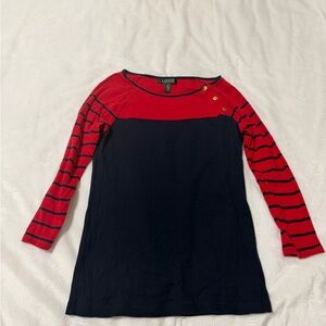 Ralph Lauren Red and Navy Striped Top, sm-med